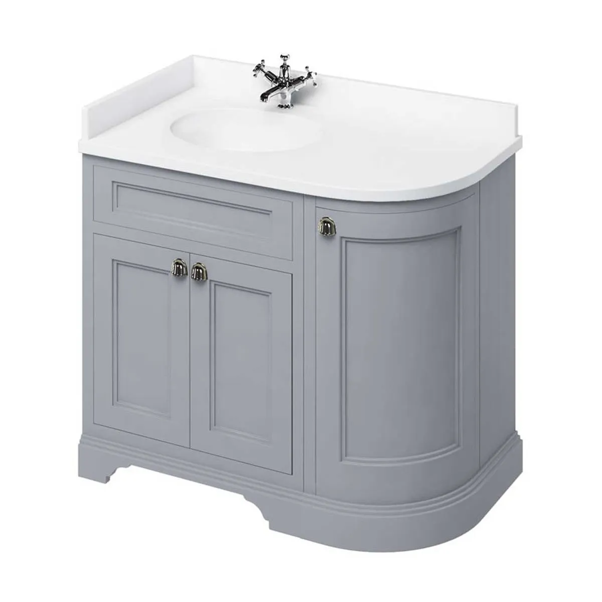 Burlington 1000 Freestanding Curved Corner Vanity Unit With Worktop and Basin