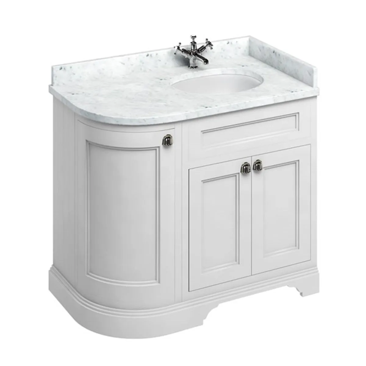 Burlington 1000 Freestanding Curved Corner Vanity Unit With Worktop and Basin