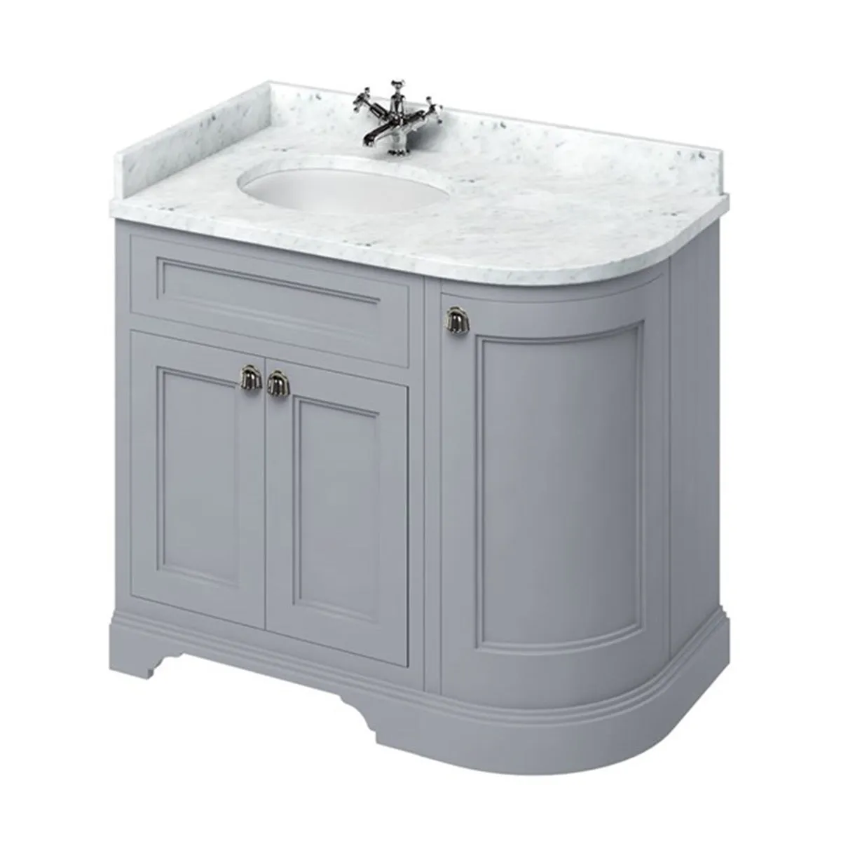 Burlington 1000 Freestanding Curved Corner Vanity Unit With Worktop and Basin