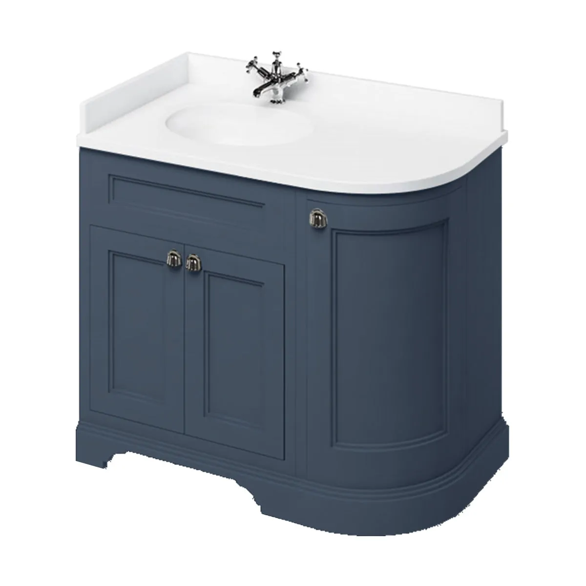 Burlington 1000 Freestanding Curved Corner Vanity Unit With Worktop and Basin