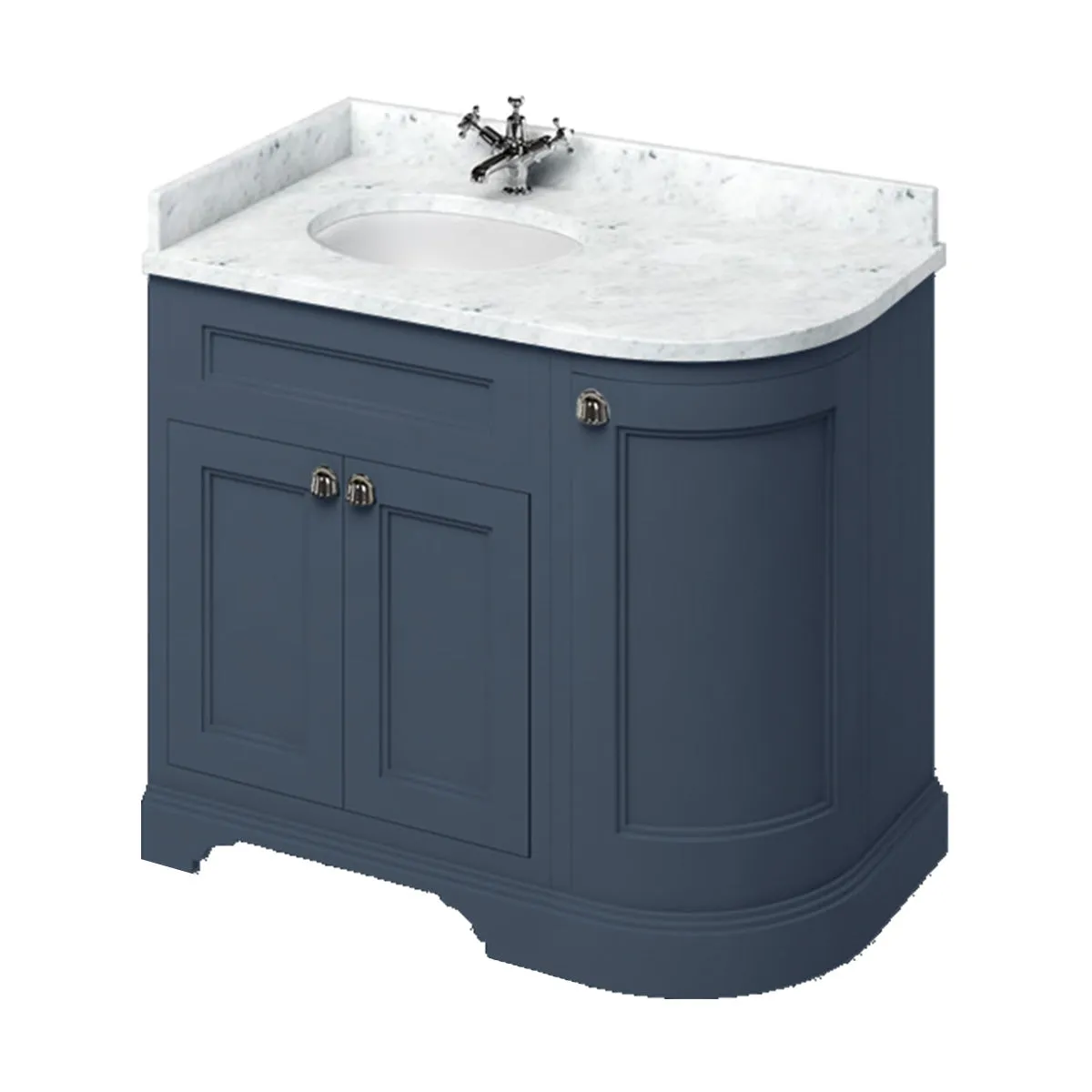 Burlington 1000 Freestanding Curved Corner Vanity Unit With Worktop and Basin