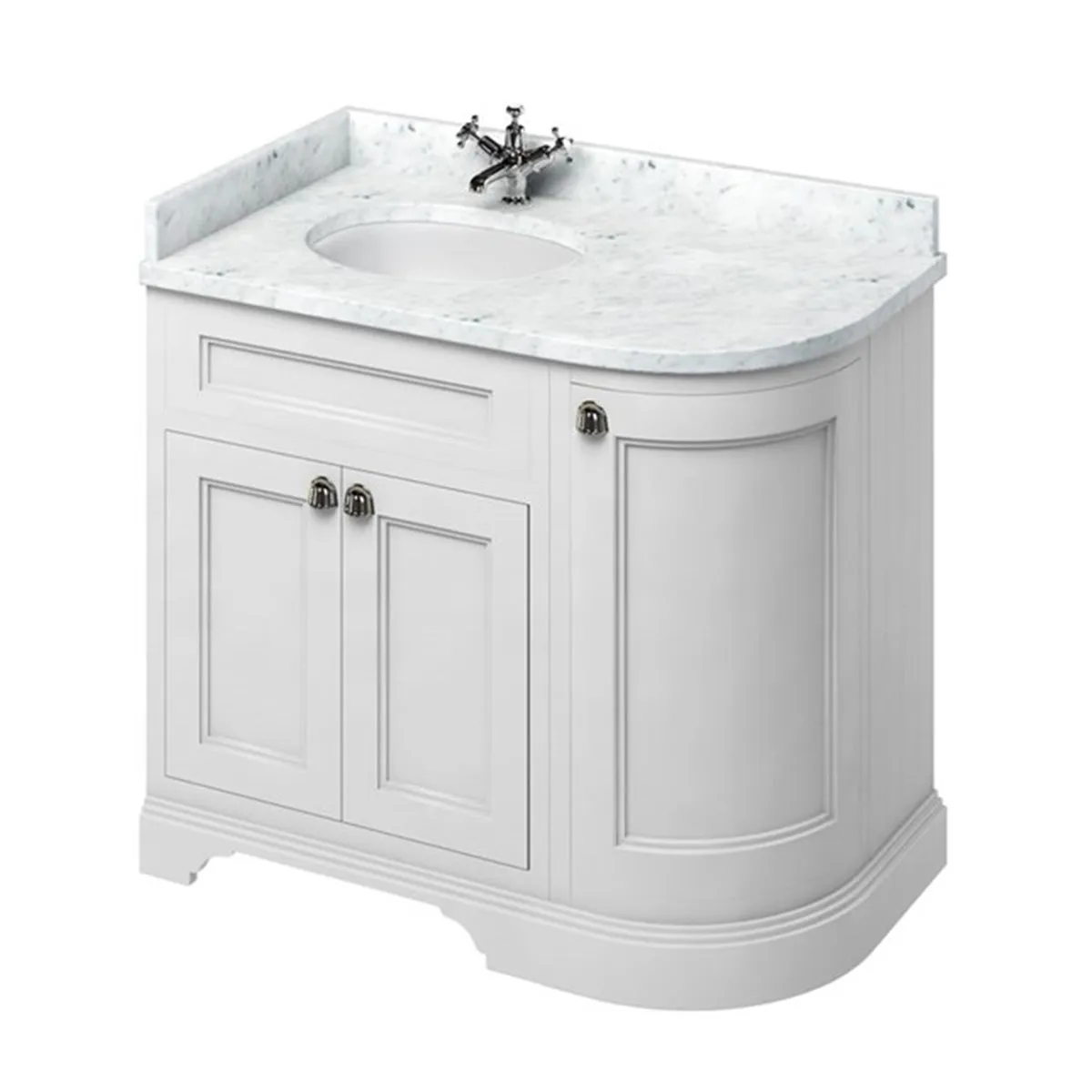 Burlington 1000 Freestanding Curved Corner Vanity Unit With Worktop and Basin