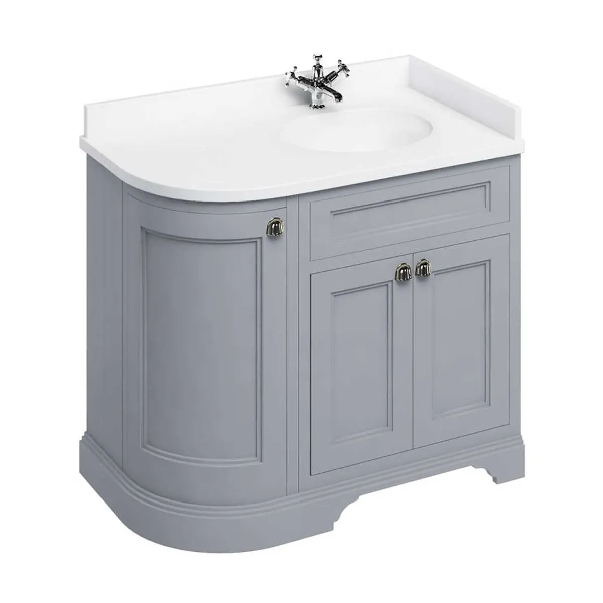 Burlington 1000 Freestanding Curved Corner Vanity Unit With Worktop and Basin
