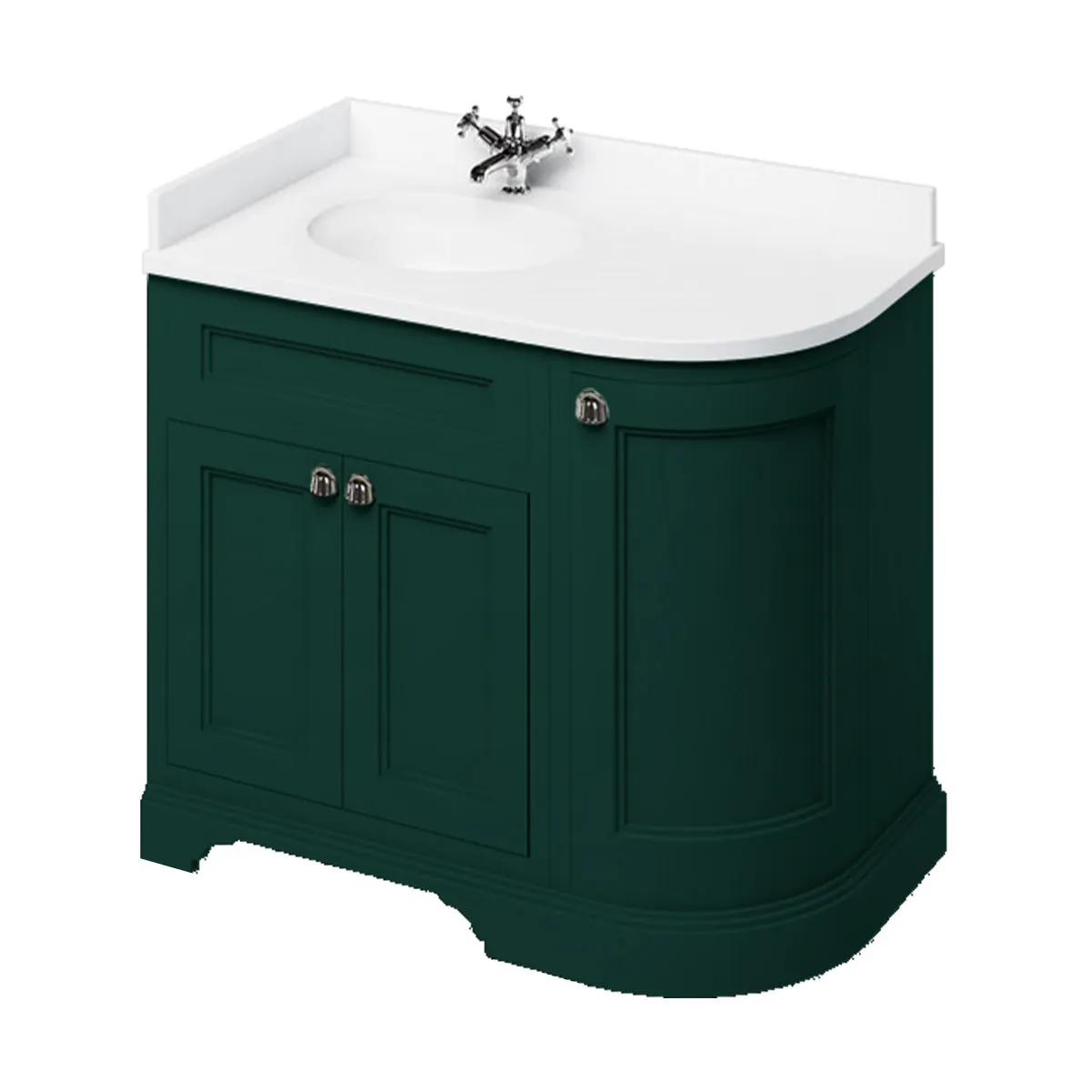 Burlington 1000 Freestanding Curved Corner Vanity Unit With Worktop and Basin
