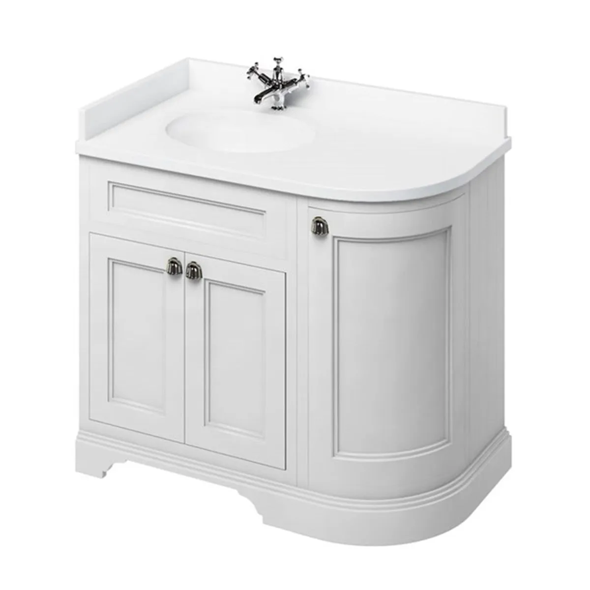 Burlington 1000 Freestanding Curved Corner Vanity Unit With Worktop and Basin