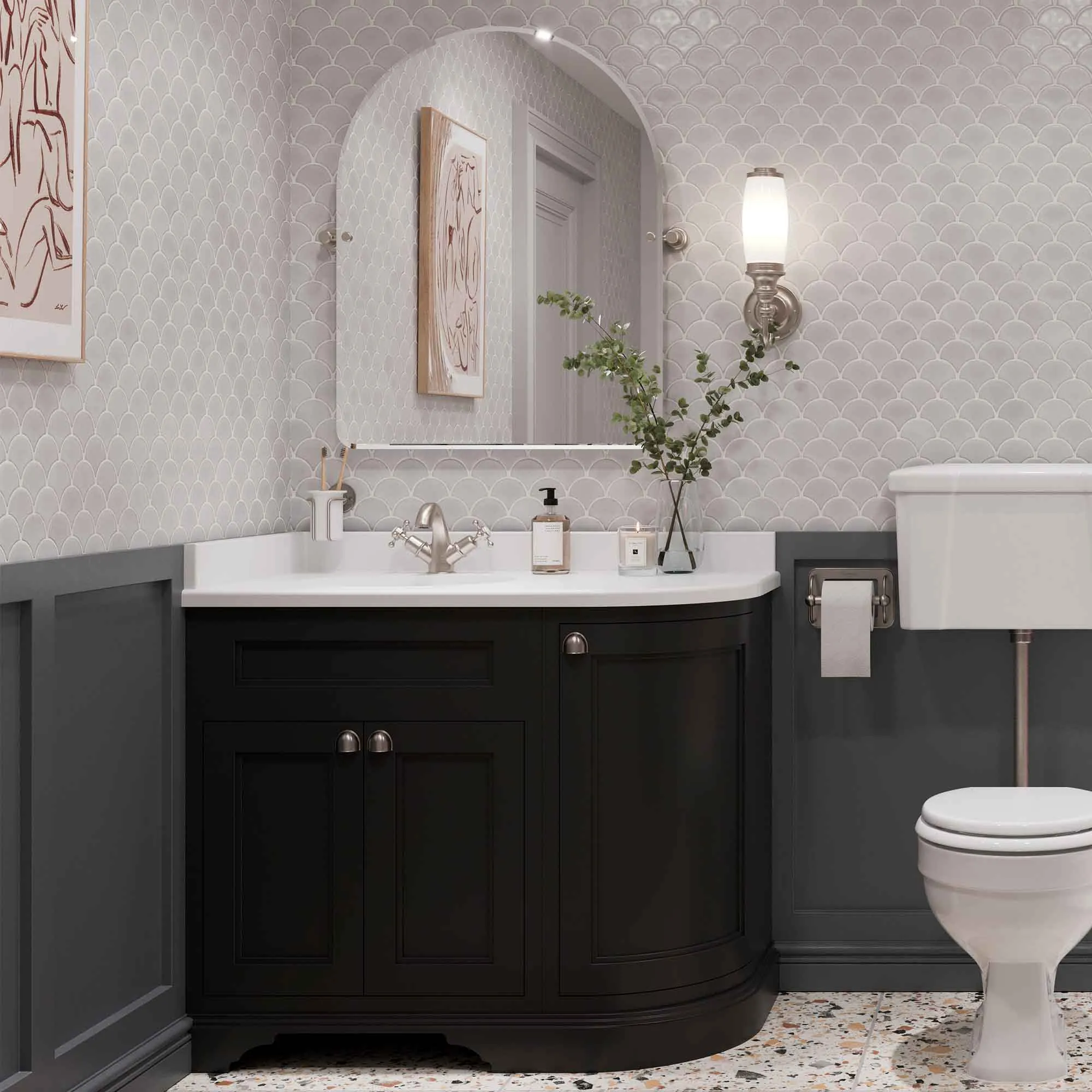 Burlington 1000 Freestanding Curved Corner Vanity Unit With Worktop and Basin