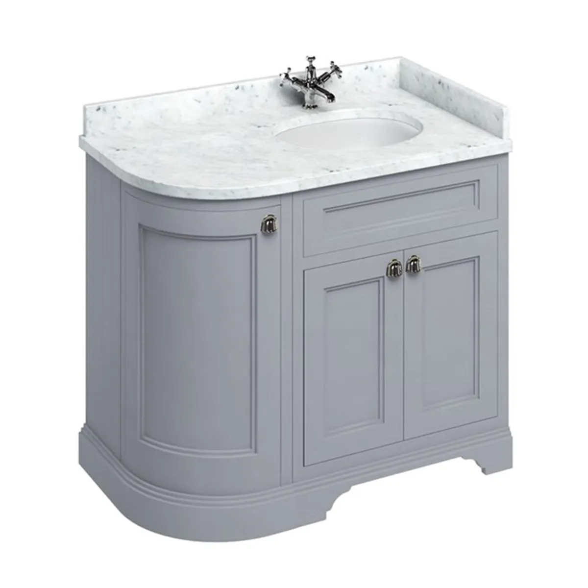Burlington 1000 Freestanding Curved Corner Vanity Unit With Worktop and Basin