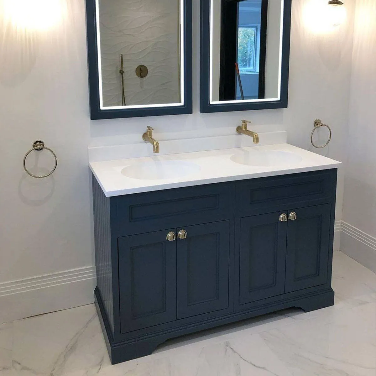 Burlington 1300 Freestanding 4-Door Vanity Unit With Worktop and Double Bowl