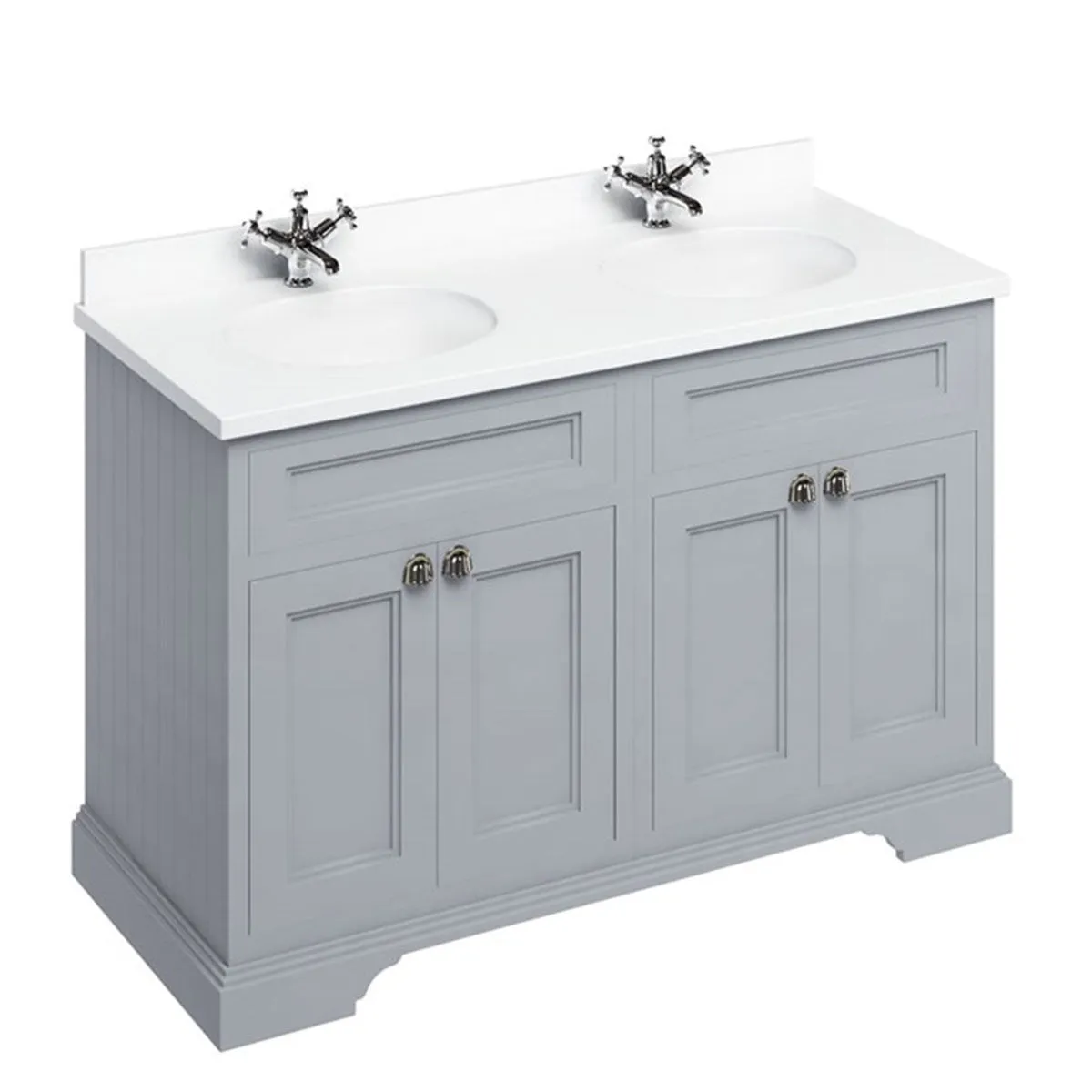 Burlington 1300 Freestanding 4-Door Vanity Unit With Worktop and Double Bowl