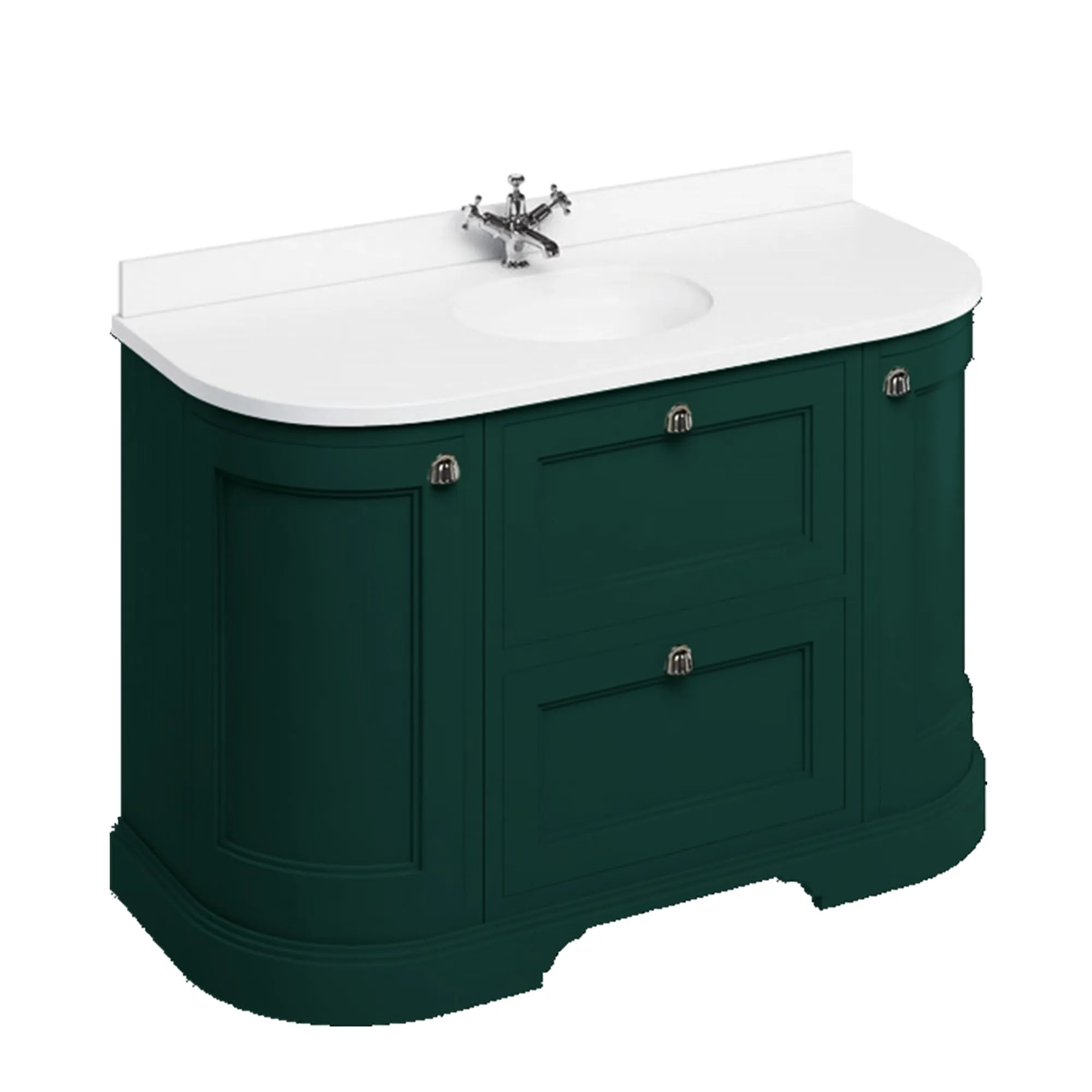 Burlington 1340 Freestanding 2 Drawer 2 Door Curved Vanity Unit With Worktop and Basin