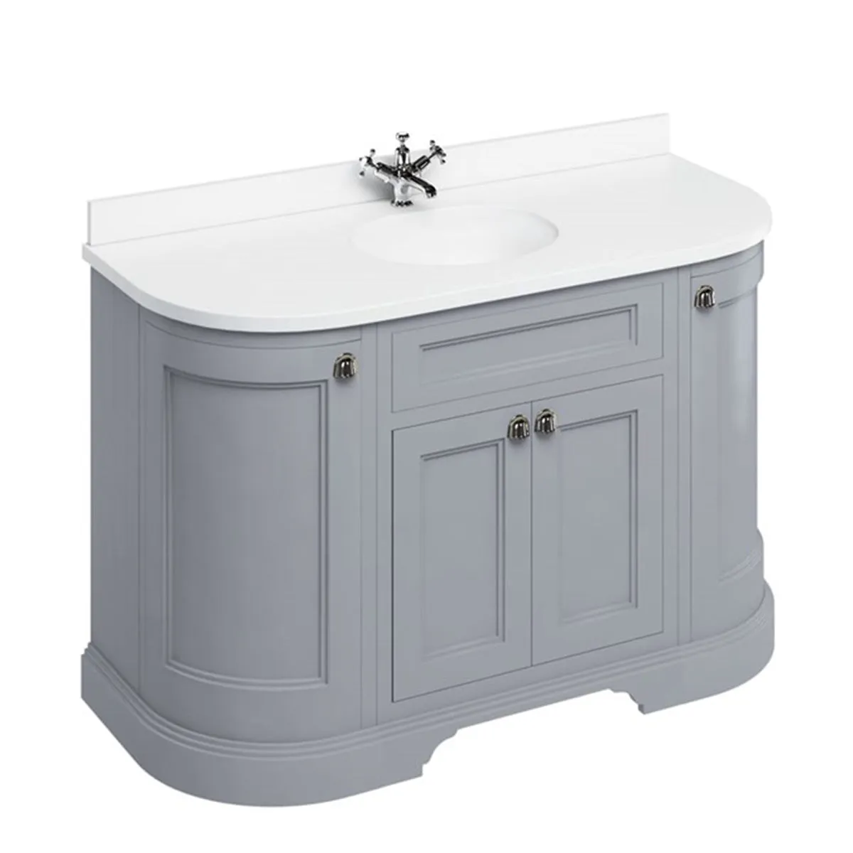 Burlington 1340 Freestanding 4-Door Curved Vanity Unit With Worktop and Basin