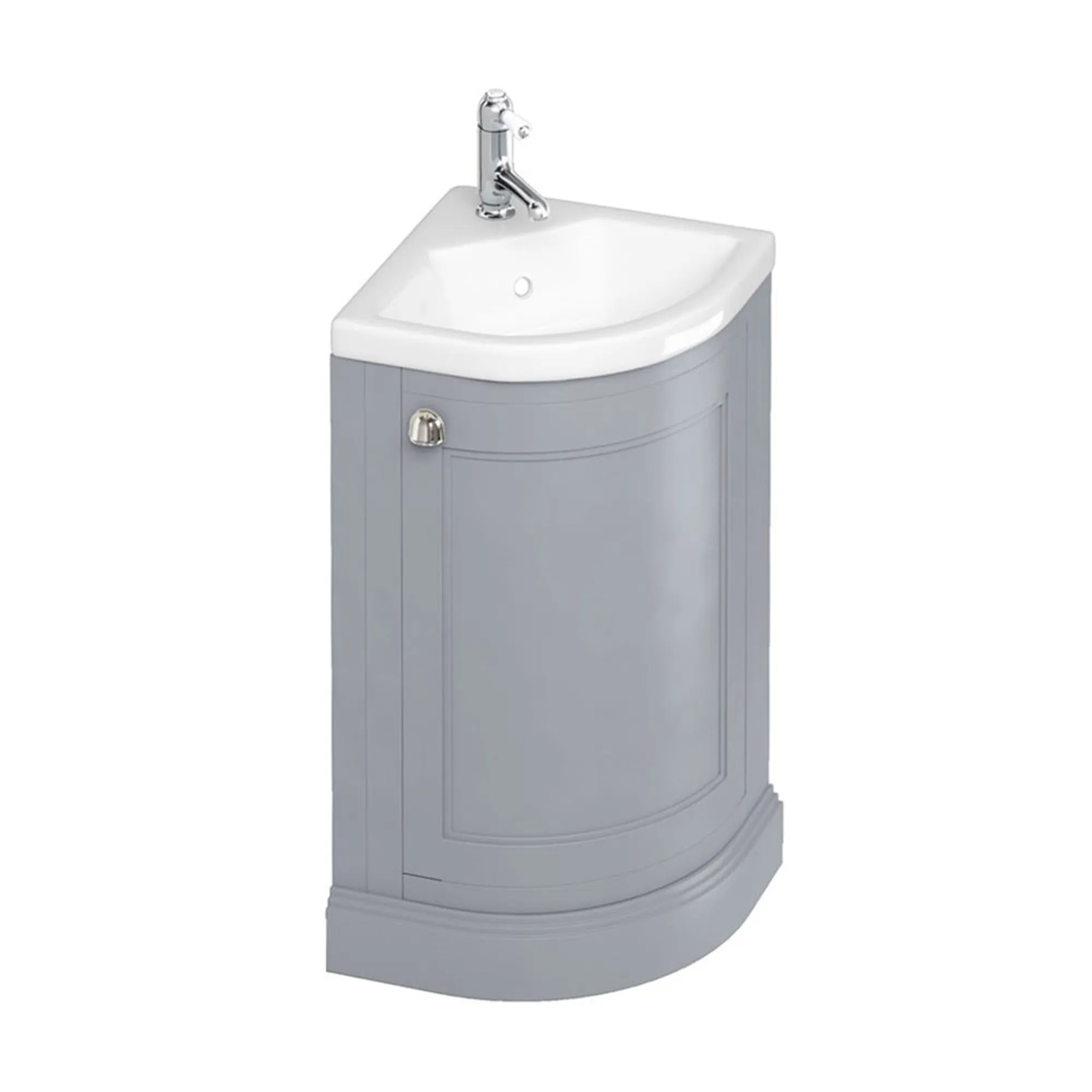 Burlington 43 Freestanding Curved Corner Vanity Unit with Basin - Classic Grey