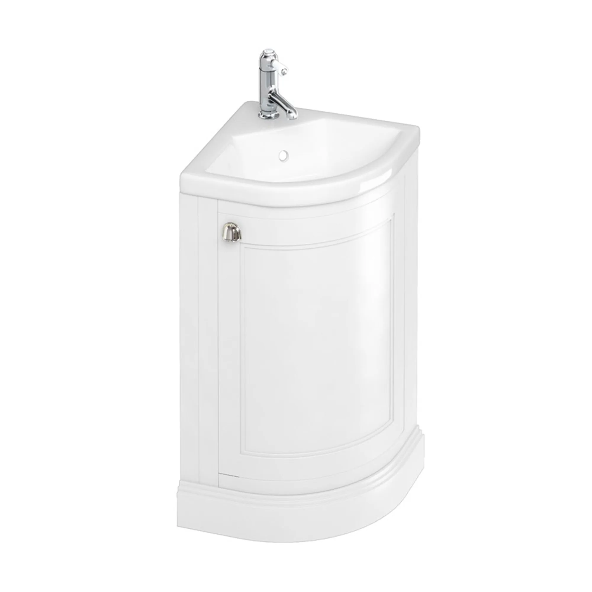 Burlington 43 Freestanding Curved Corner Vanity Unit with Basin - Matt White