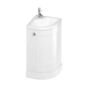 Burlington 43 Freestanding Curved Corner Vanity Unit with Basin - Matt White