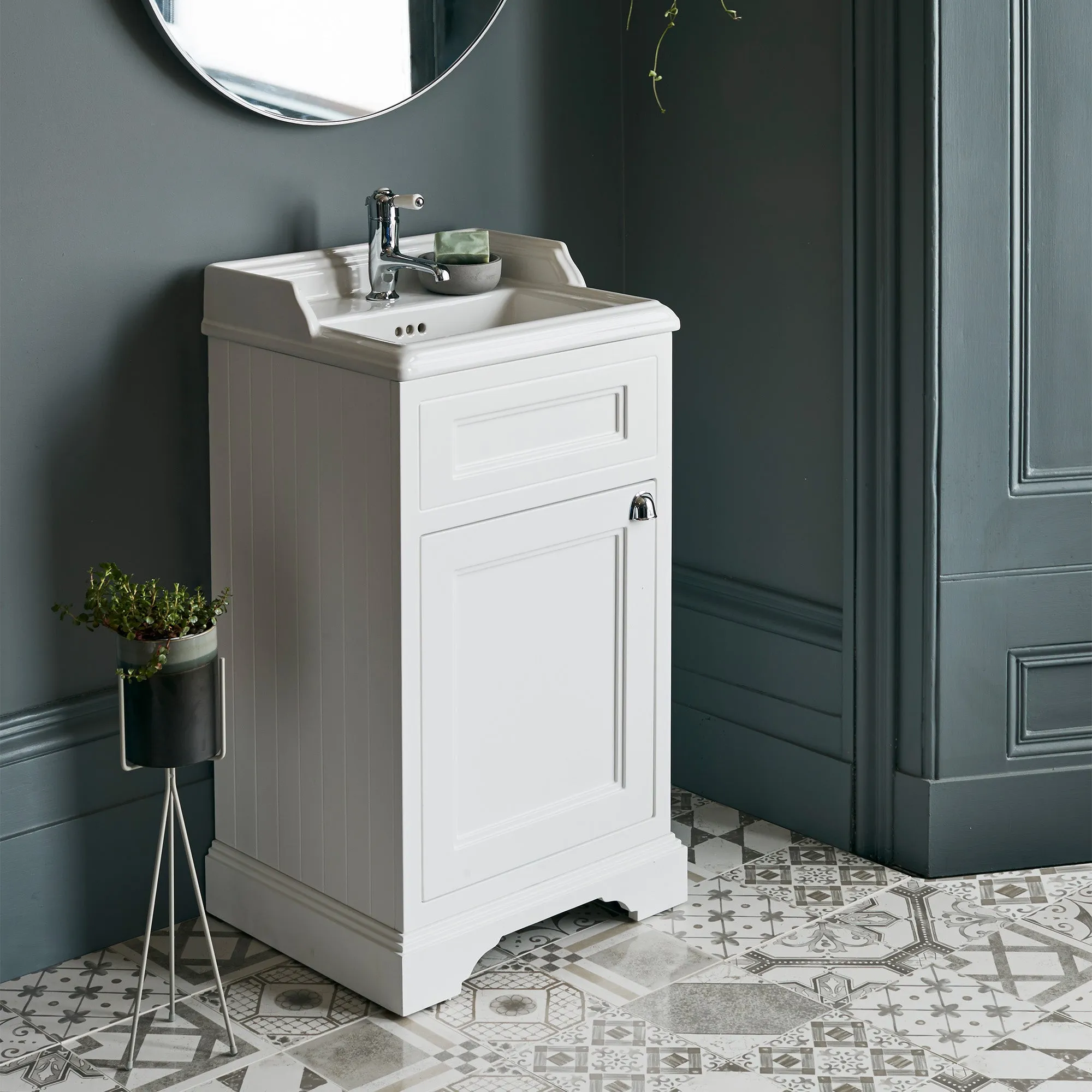 Burlington 50 Freestanding Vanity Unit with Basin - Matt White