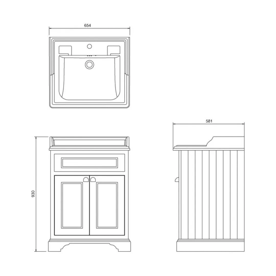 Burlington 650 Freestanding 2-Door Vanity Unit with Basin