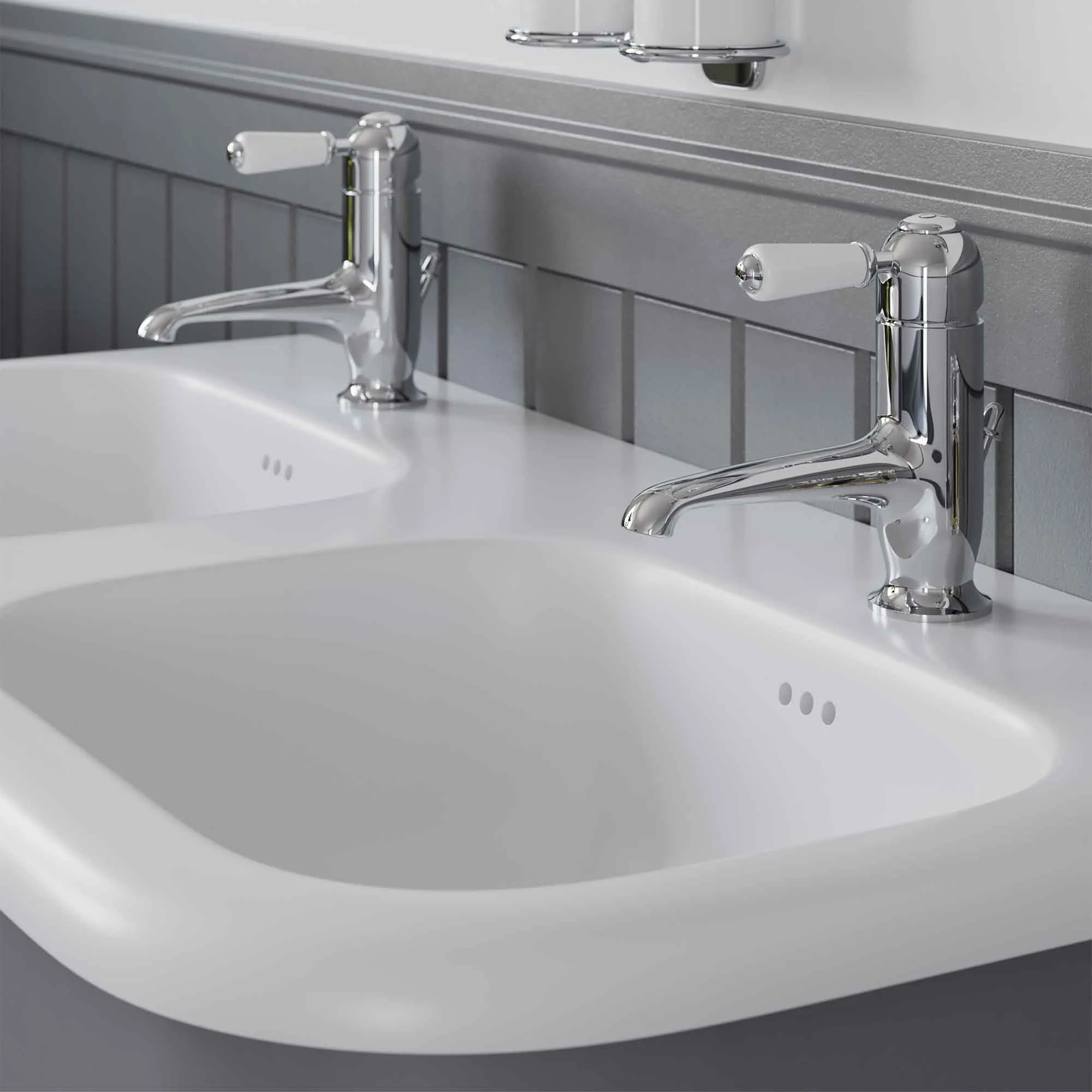 Burlington Chalfont 1000 Wall Mounted Vanity Unit With Double Roll Top Basin - Matt Black