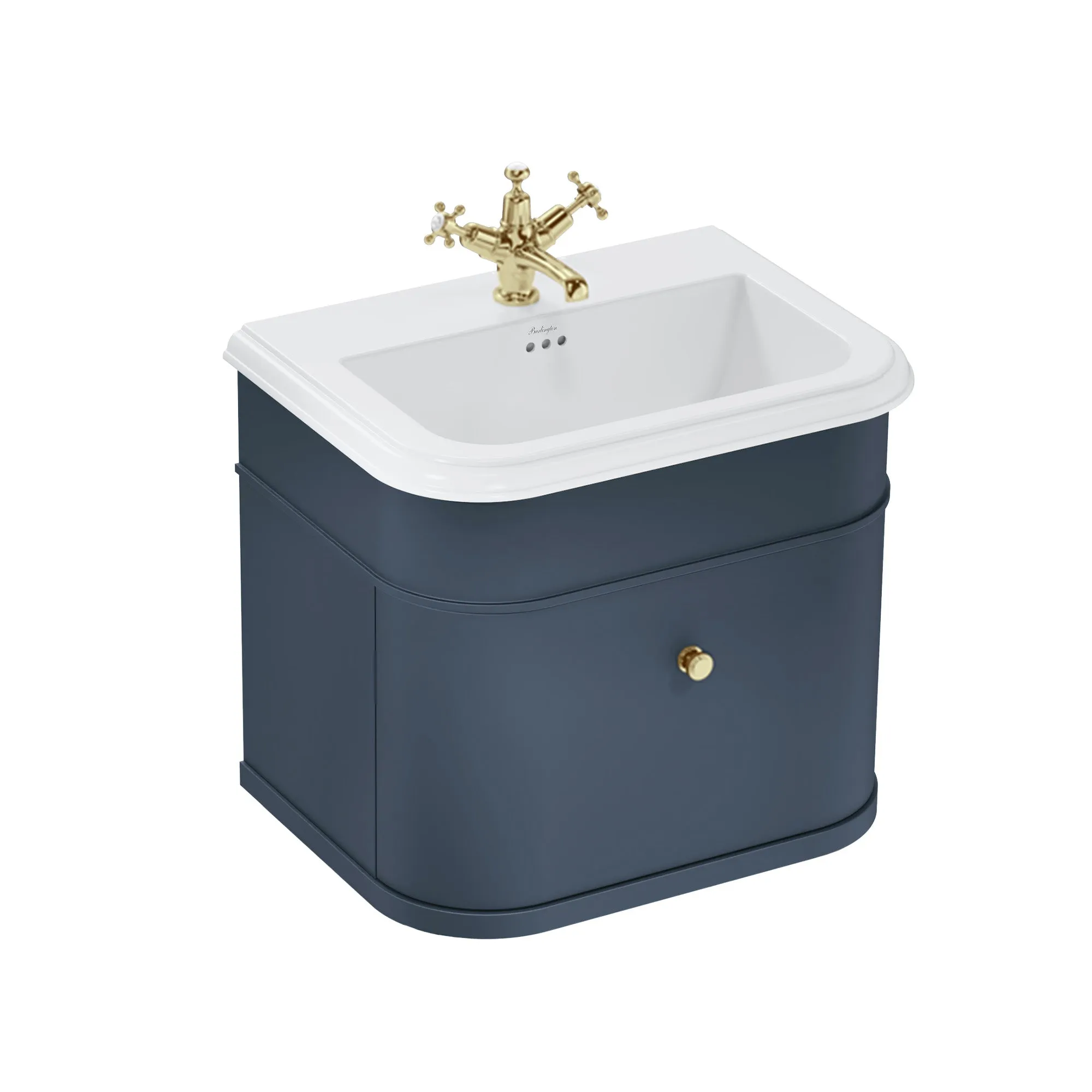 Burlington Chalfont Wall Mounted Vanity Unit With Ceramic Washbasin - Blue