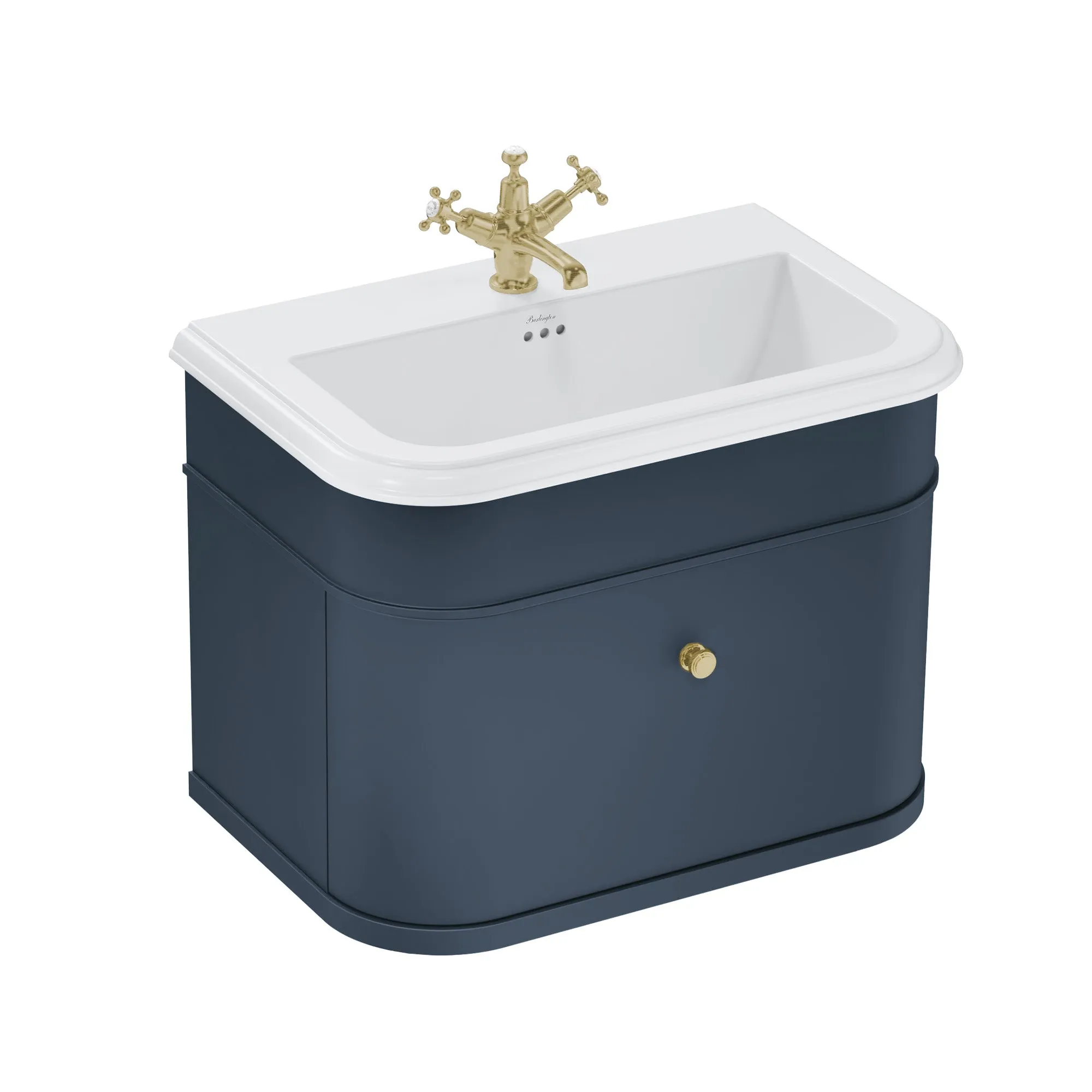 Burlington Chalfont Wall Mounted Vanity Unit With Ceramic Washbasin - Blue