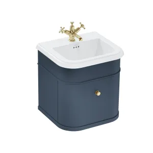 Burlington Chalfont Wall Mounted Vanity Unit With Ceramic Washbasin - Blue