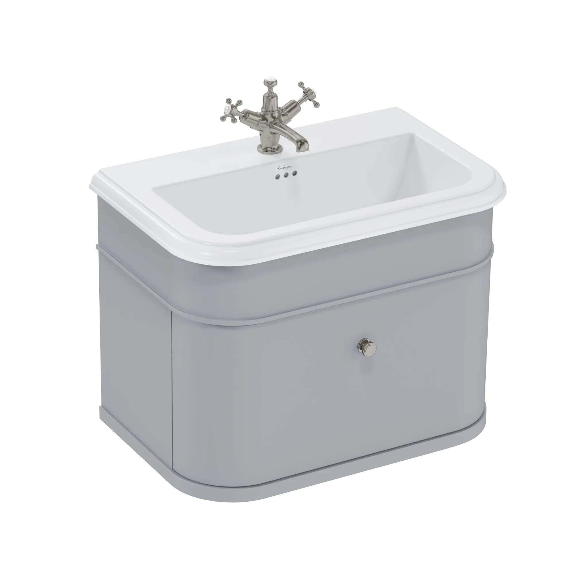 Burlington Chalfont Wall Mounted Vanity Unit With Ceramic Washbasin - Classic Grey