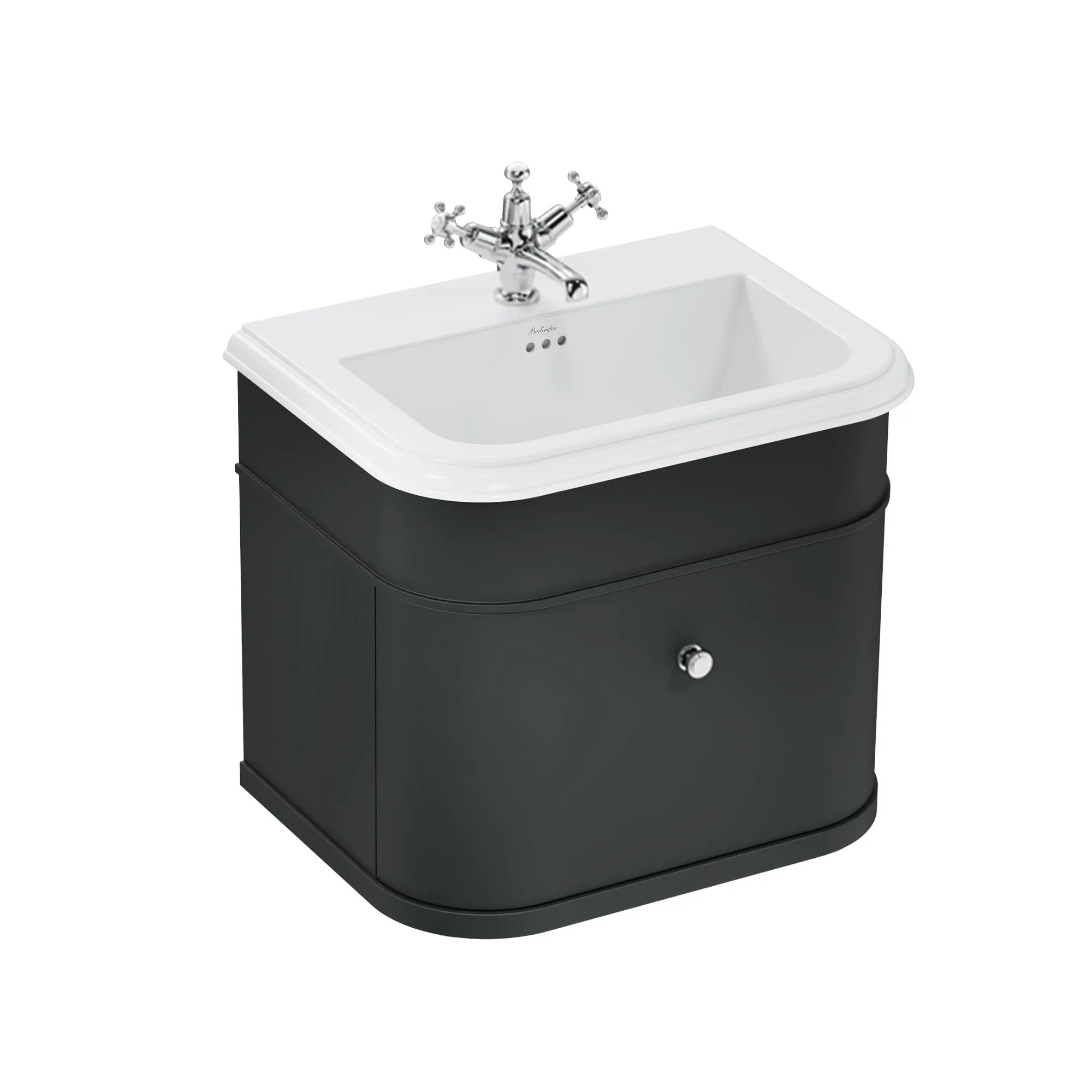 Burlington Chalfont Wall Mounted Vanity Unit With Ceramic Washbasin - Matt Black