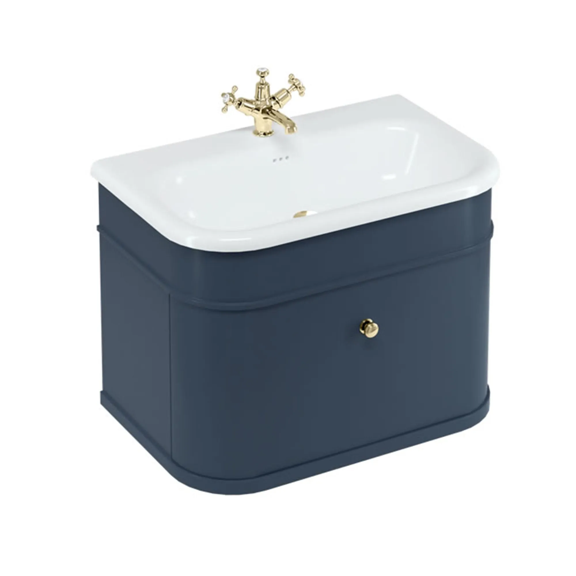 Burlington Chalfont Wall Mounted Vanity Unit With Roll Top Washbasin - Blue