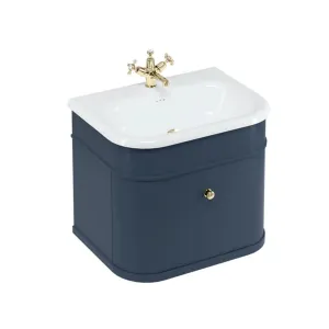 Burlington Chalfont Wall Mounted Vanity Unit With Roll Top Washbasin - Blue