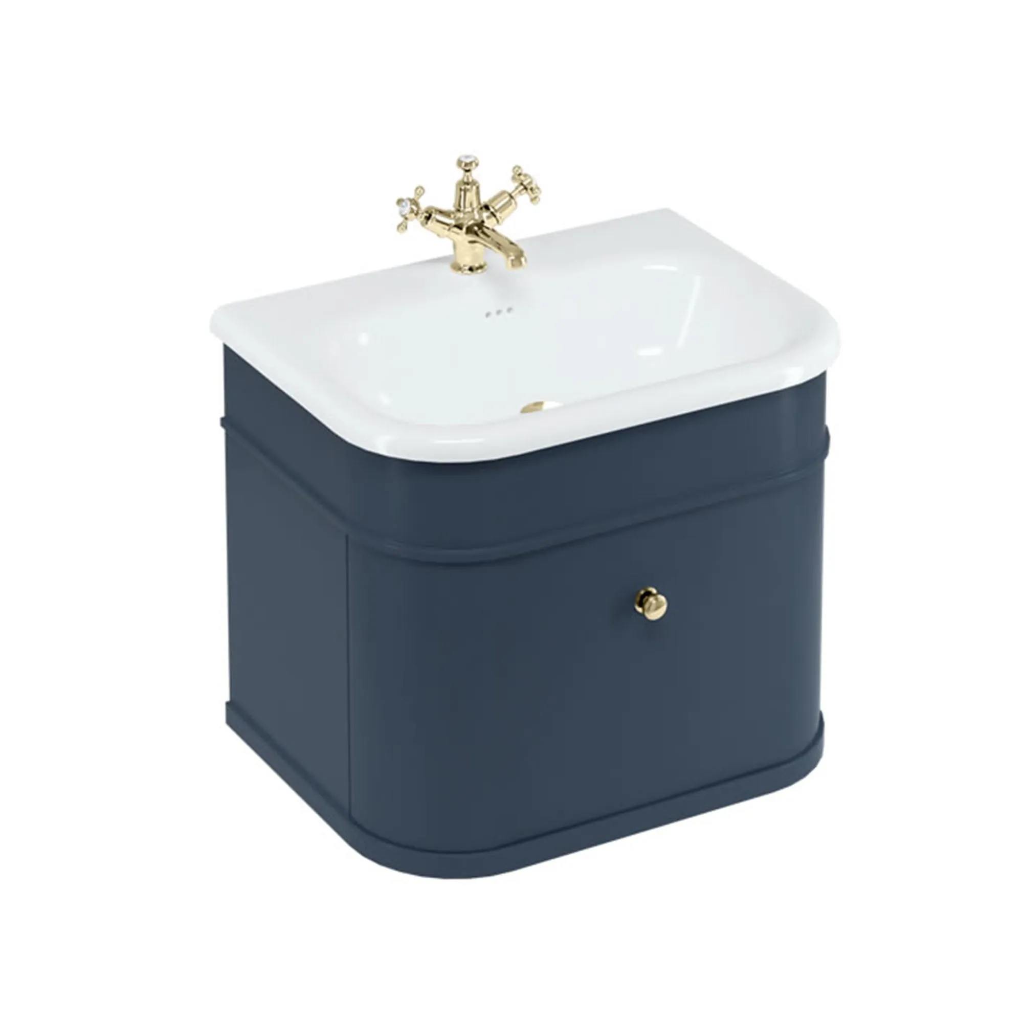 Burlington Chalfont Wall Mounted Vanity Unit With Roll Top Washbasin - Blue