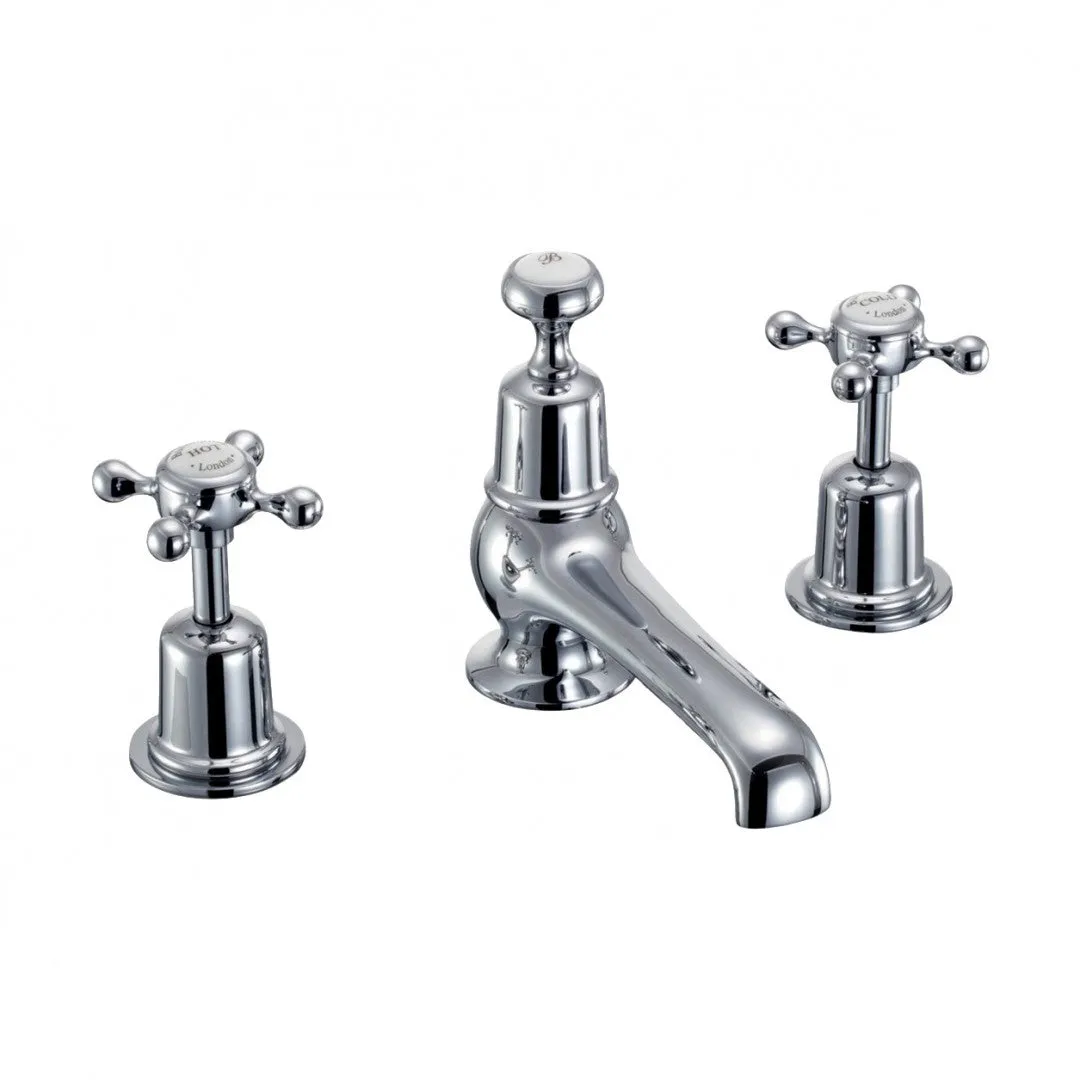 Burlington Claremont 3 Tap Hole Basin Mixer With Pop-Up Waste