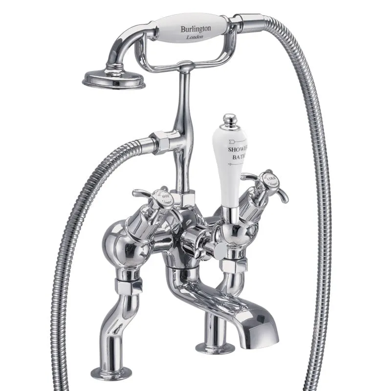Burlington Claremont Angled Deck Mounted Bath Shower Mixer With S Adjuster