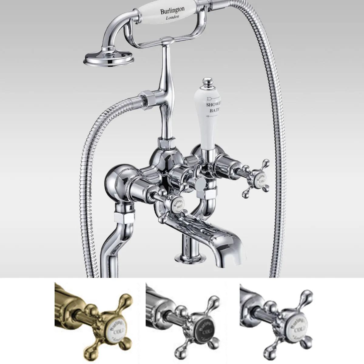 Burlington Claremont Deck Mounted Bath Shower Mixer With S Adjuster