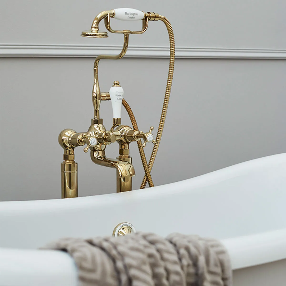 Burlington Claremont Deck Mounted Bath Shower Mixer With S Adjuster