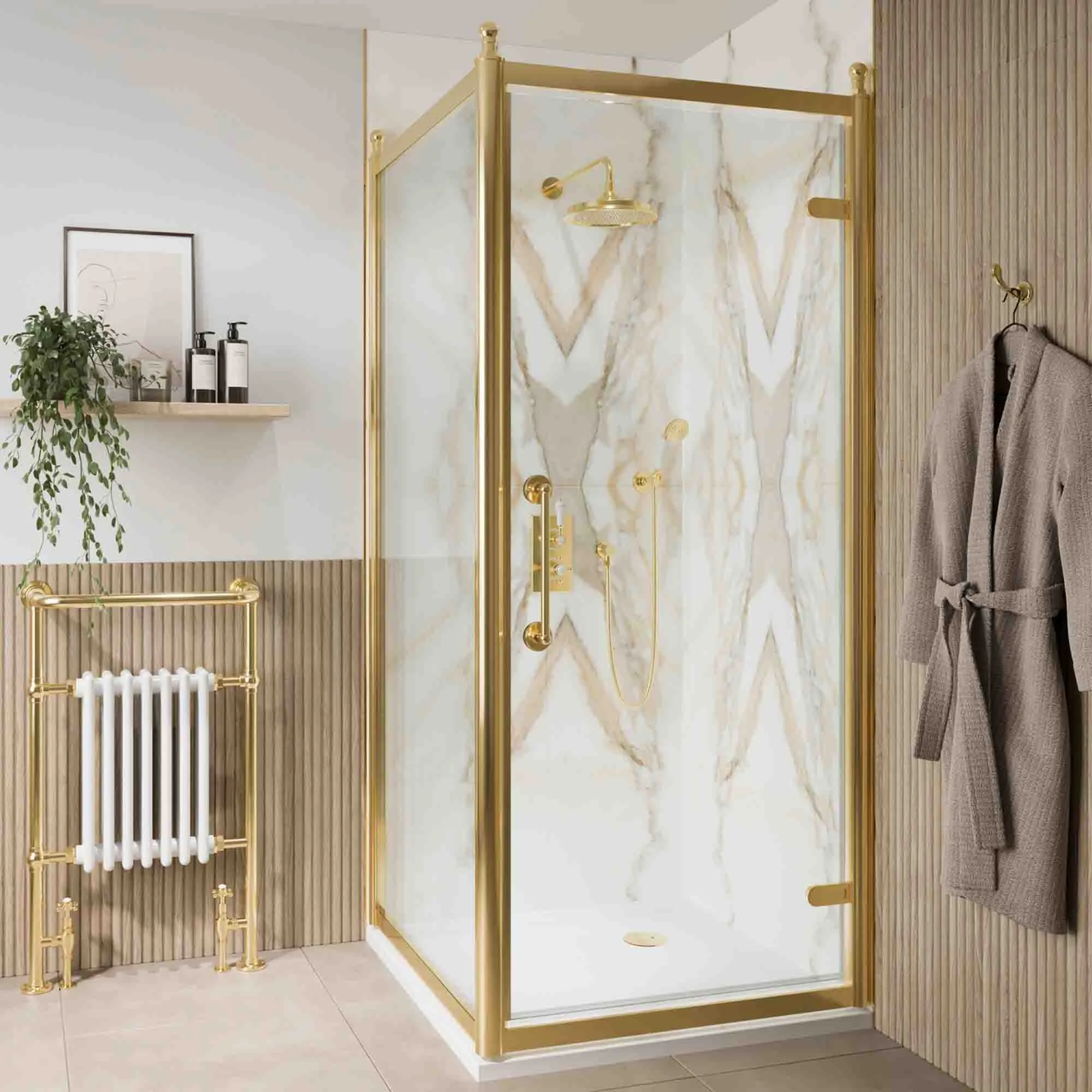 Burlington Classique Hinged Shower Door - Gold