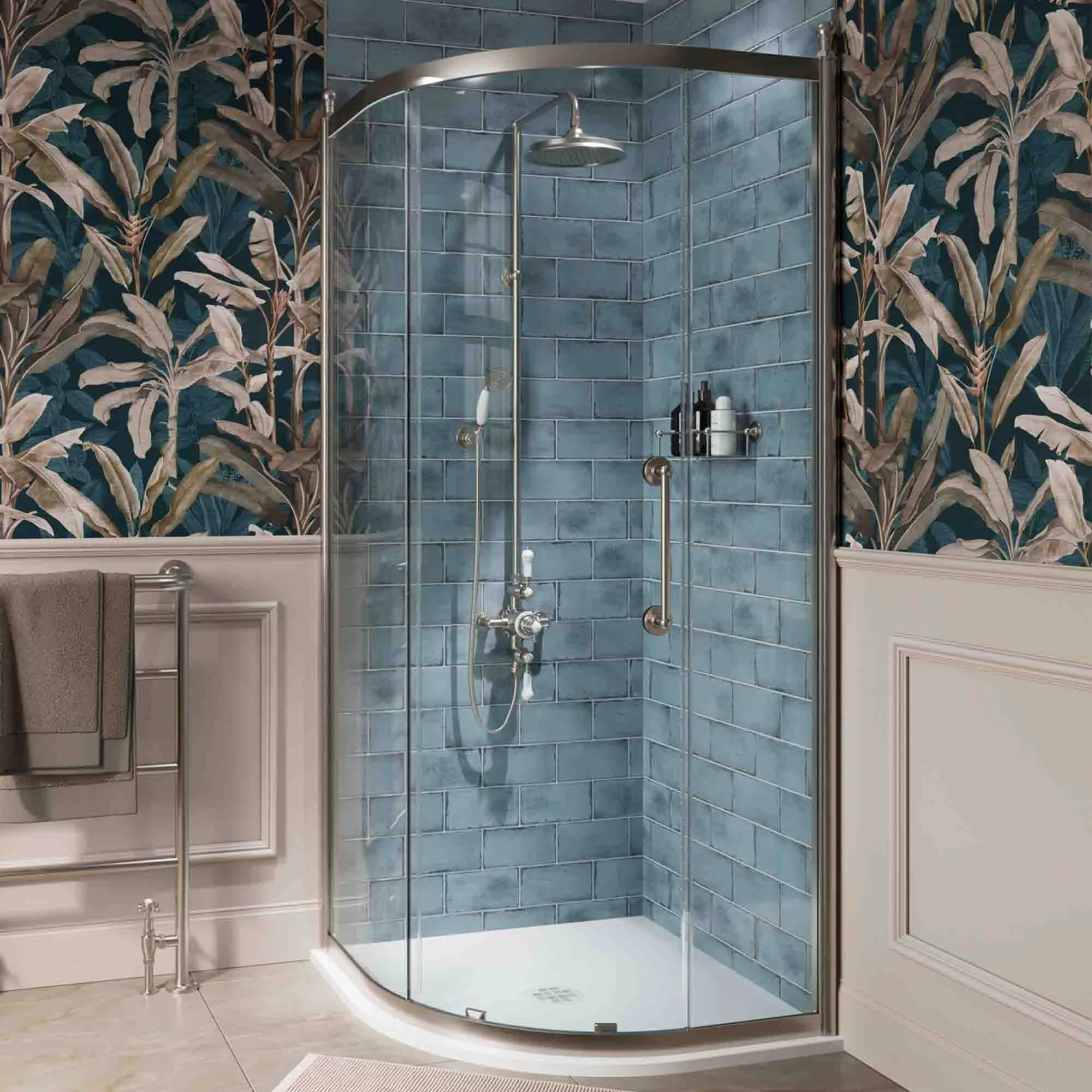 Burlington Classique Quadrant Sliding Shower Door - Brushed Nickel