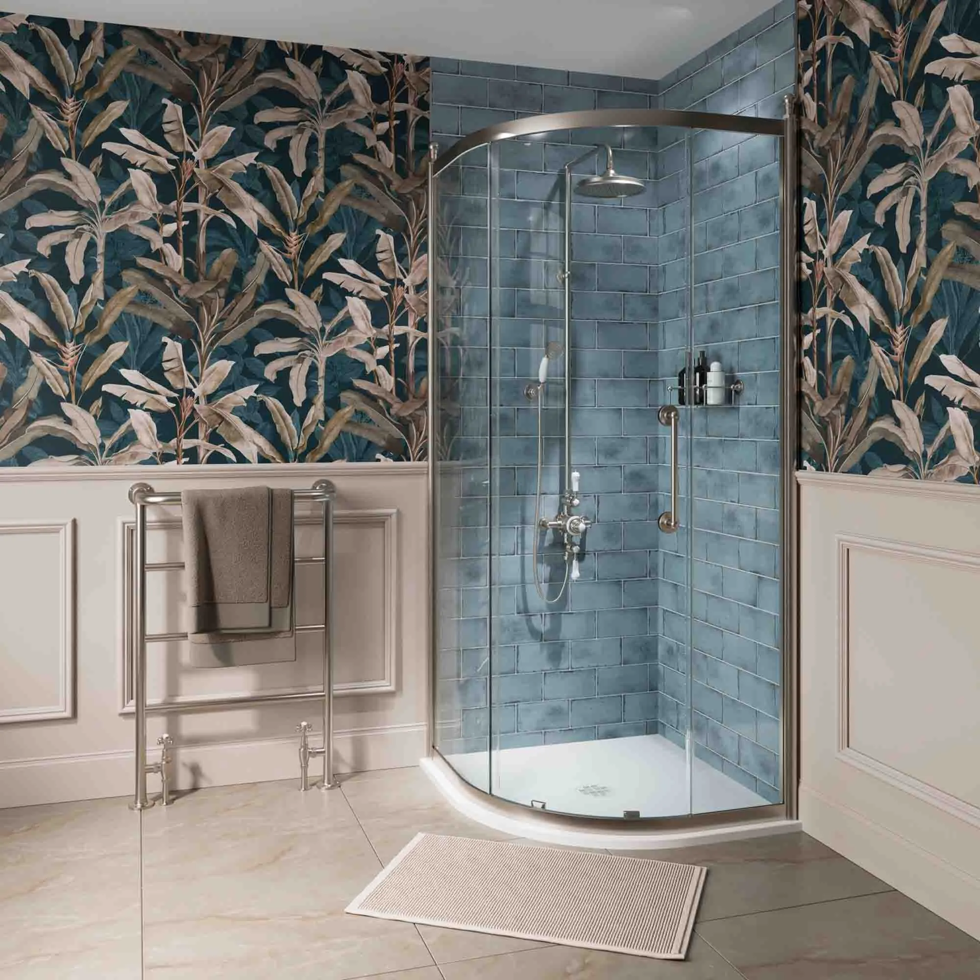 Burlington Classique Quadrant Sliding Shower Door - Brushed Nickel