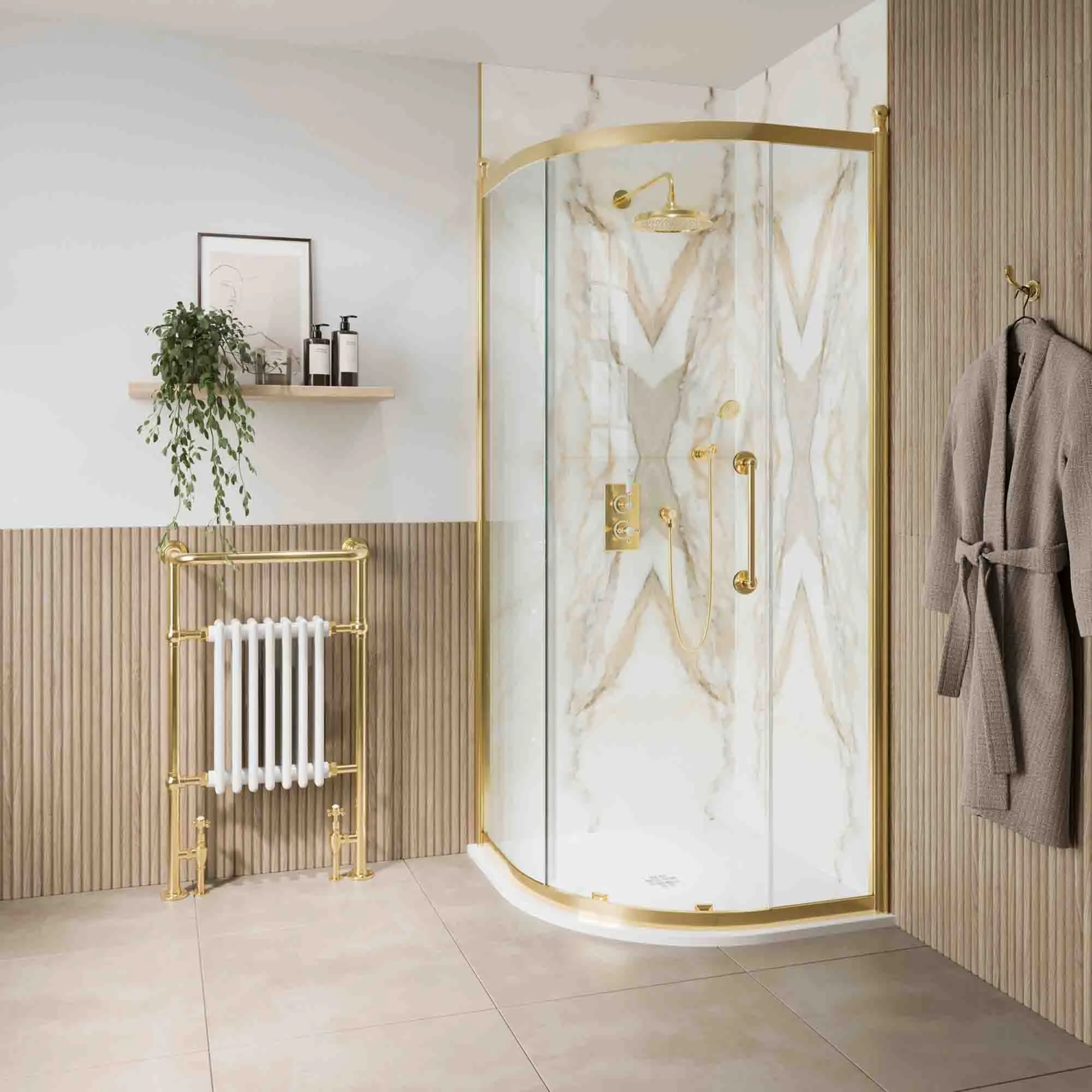 Burlington Classique Quadrant Sliding Shower Door - Gold