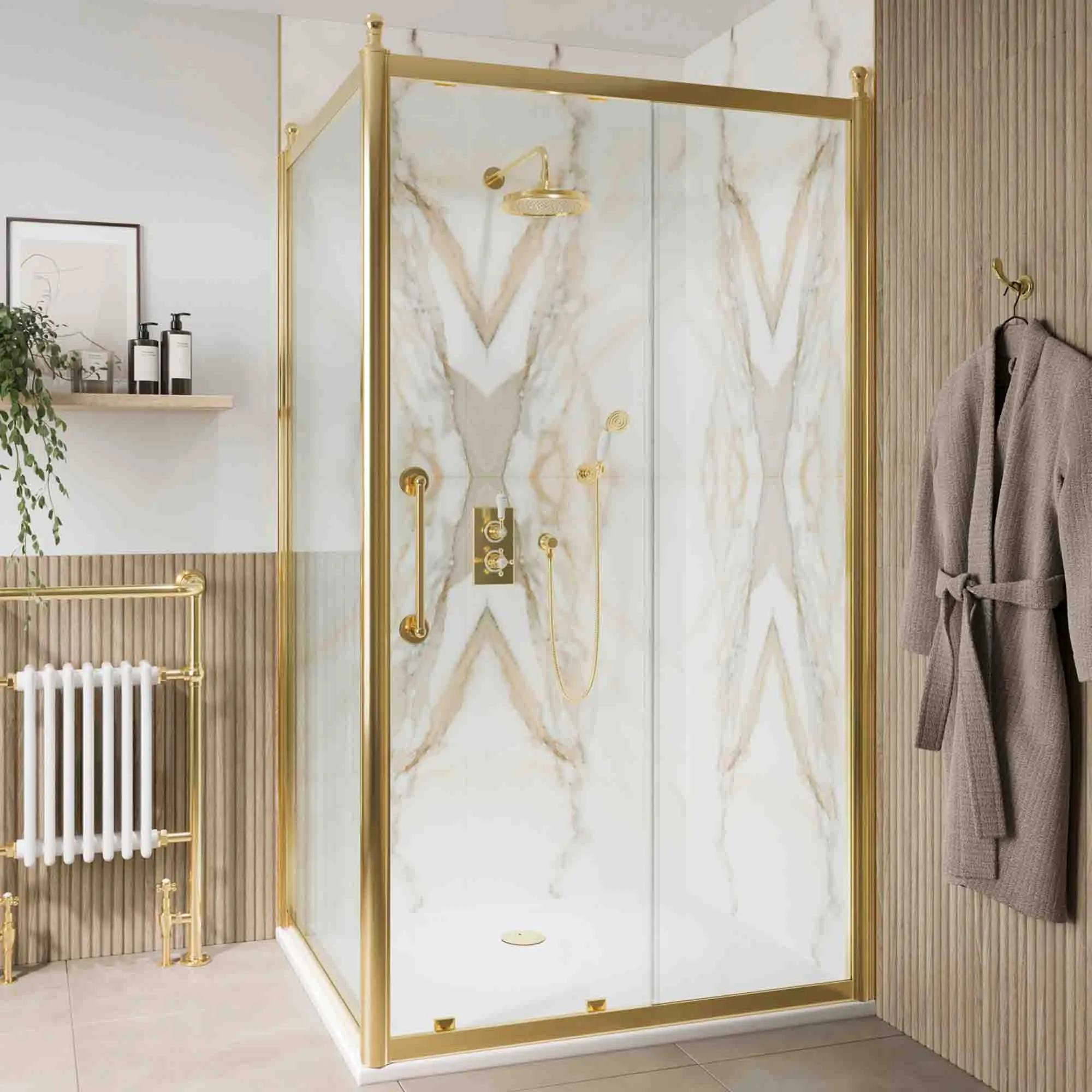 Burlington Classique Sliding Shower Door - Gold