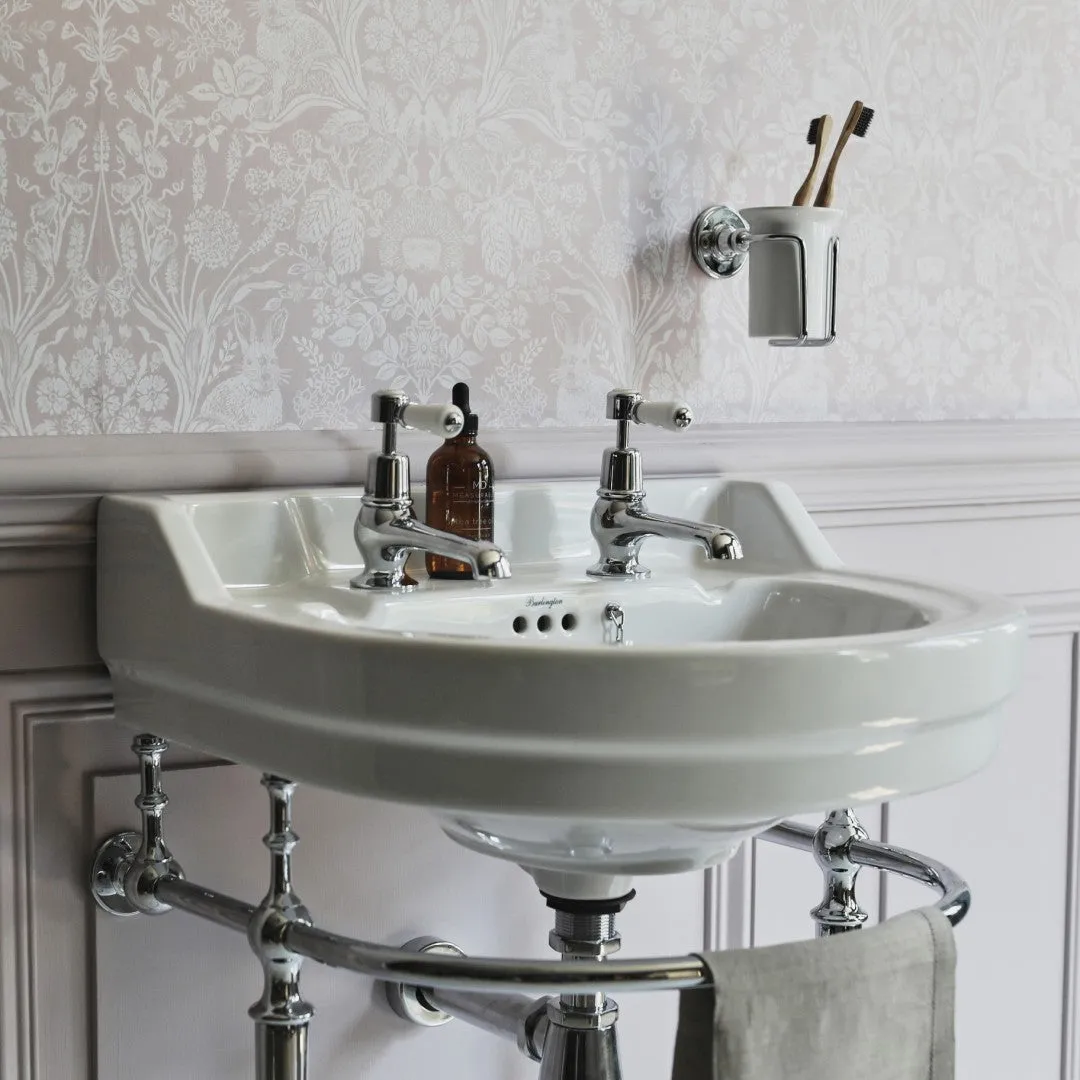 Burlington Edwardian 560mm White Round Basin With Washstand