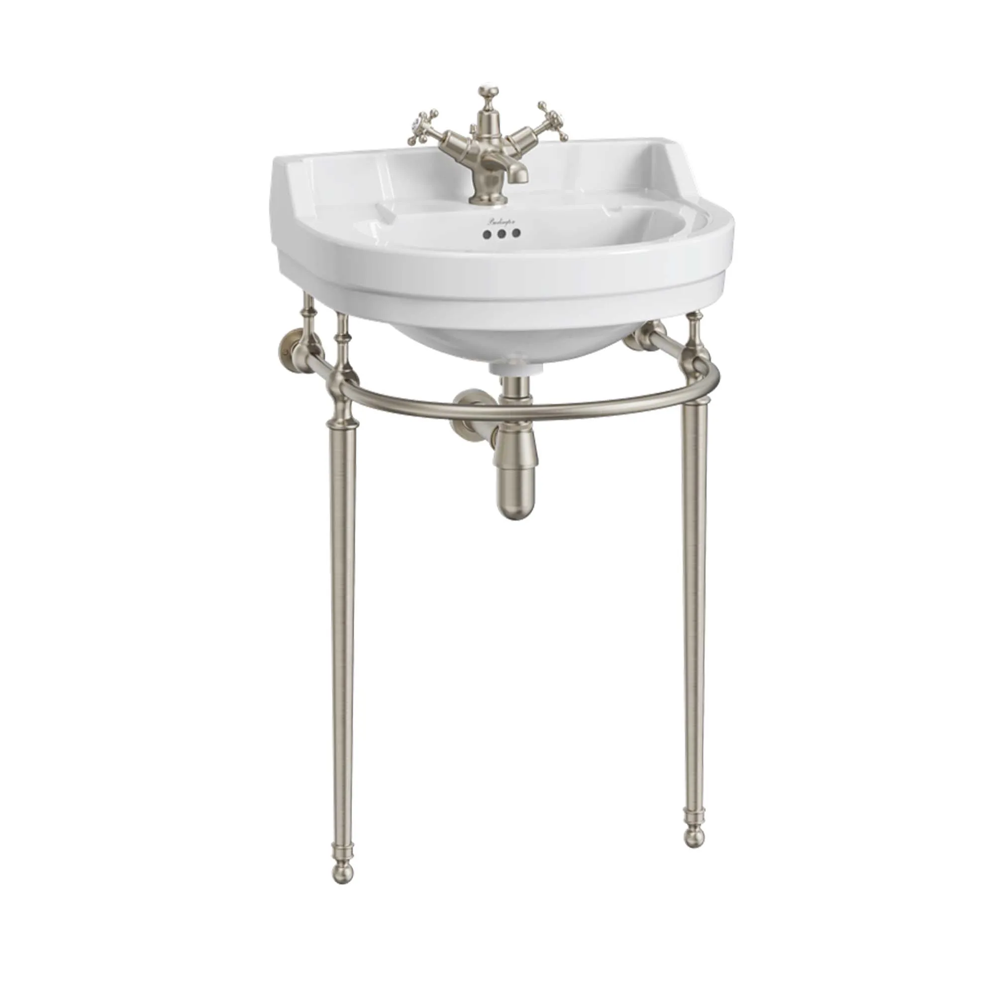 Burlington Edwardian 560mm White Round Basin With Washstand