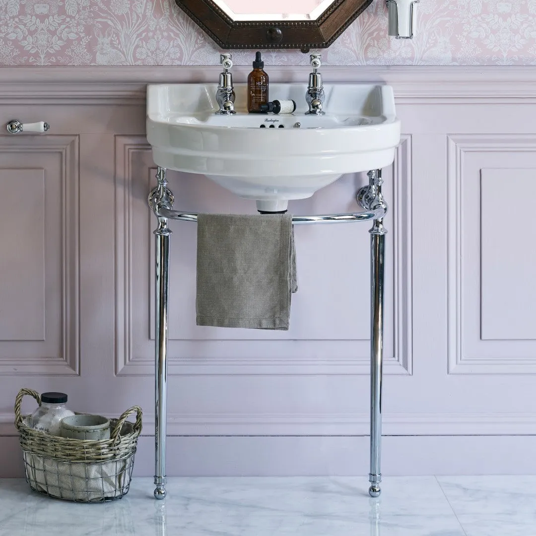Burlington Edwardian 560mm White Round Basin With Washstand