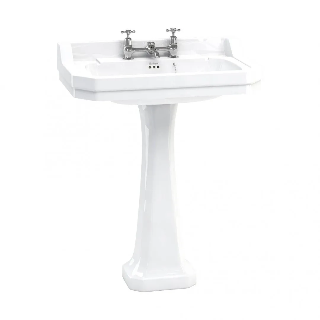 Burlington Edwardian Rectangular White Basin With Standard Pedestal