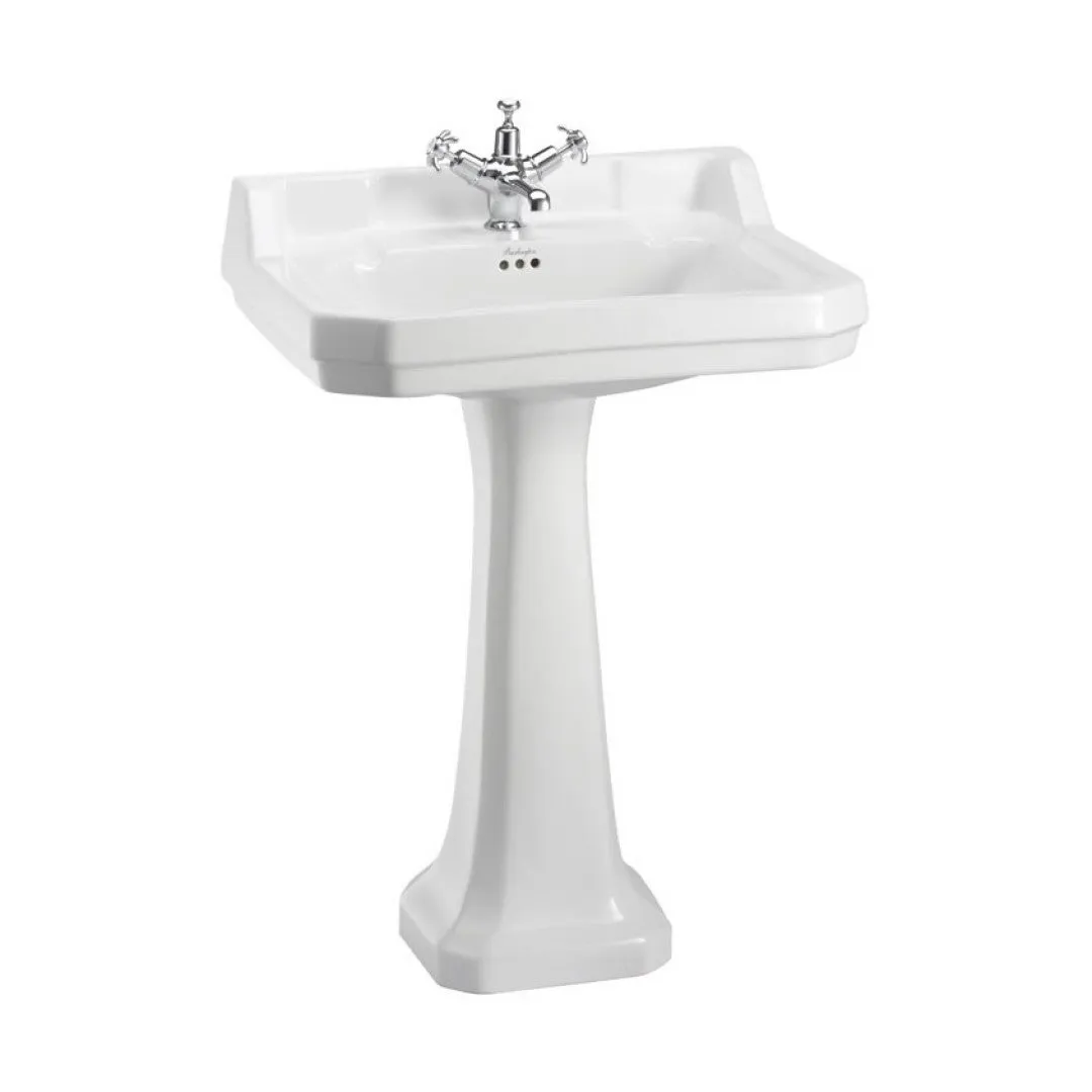 Burlington Edwardian Rectangular White Basin With Standard Pedestal