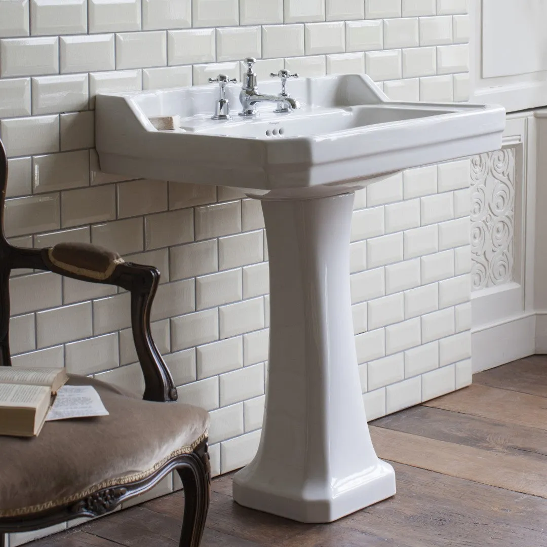Burlington Edwardian Rectangular White Basin With Standard Pedestal