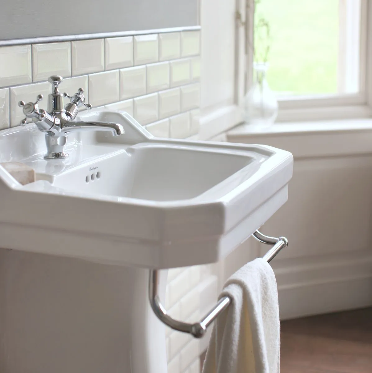 Burlington Edwardian Rectangular White Basin With Standard Pedestal