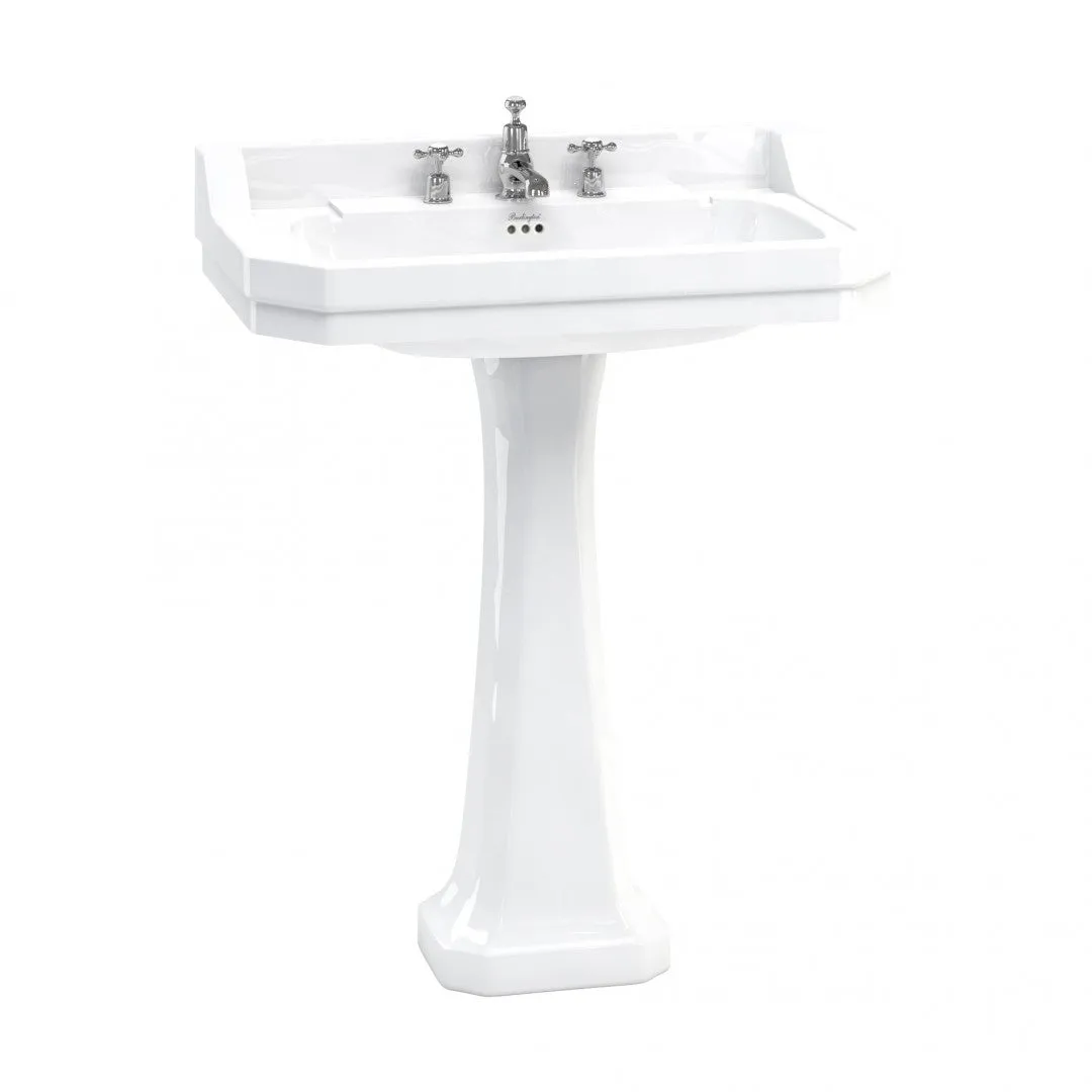 Burlington Edwardian Rectangular White Basin With Standard Pedestal