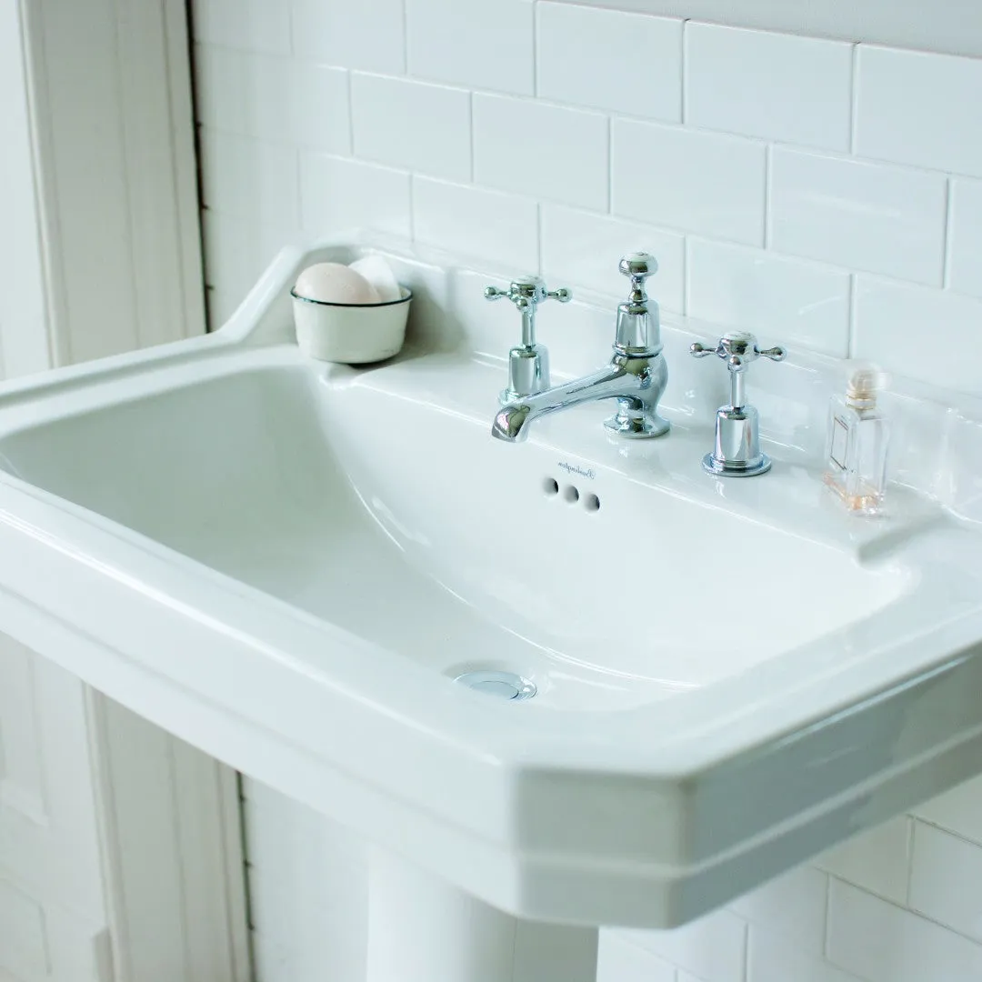 Burlington Edwardian Rectangular White Basin With Standard Pedestal