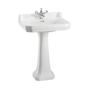 Burlington Edwardian Rectangular White Basin With Standard Pedestal