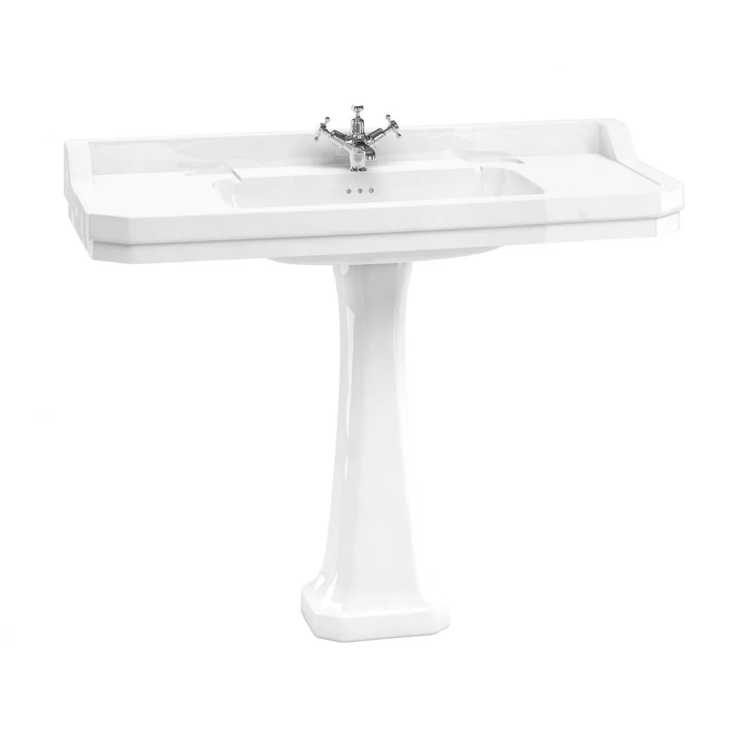 Burlington Edwardian Rectangular White Basin With Standard Pedestal