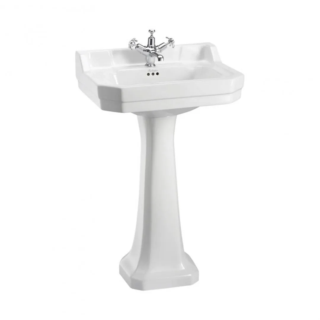 Burlington Edwardian Rectangular White Basin With Standard Pedestal